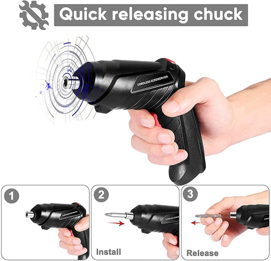 47-in-1 Cordless Drill & Screwdriver Kit USB Charging, Flexible Shaft, Home & DIY Essential
