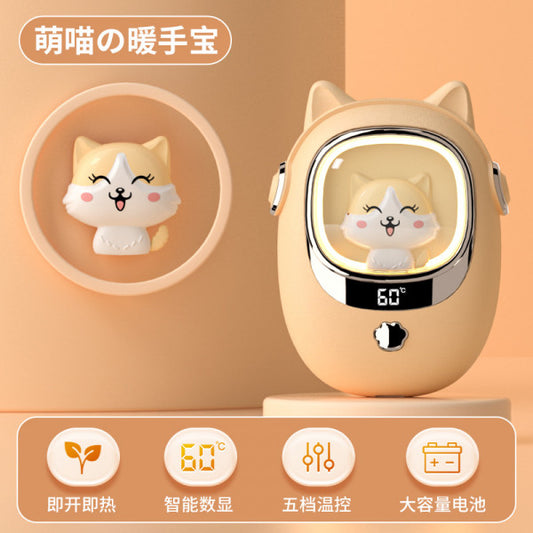 Cute Cat Paw Hand Warmer – Portable Rechargeable Mini Heater with LED Display & Temperature Control”